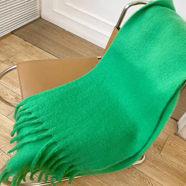 Winter Warm Plaid Fringe Scarf Women Vintage Thicken Color Shawl Couple Ins Korean Velvet Brand Scarves Autumn Outdoor