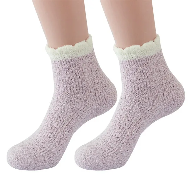 1 Pair Women's Fuzzy Socks with Non-Slip Grips Super Soft Woman Man Cold Protection Winter Warm Cozy Plush Slipper Socks