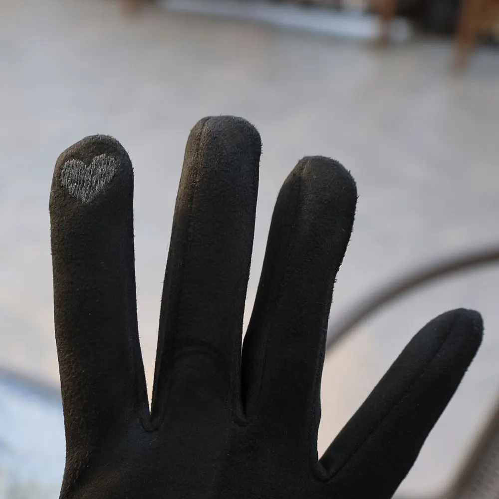 New Women Suede Gloves Autumn Winter Cute Furry Warm Mitts Full Finger Mittens Lady Outdoor Sport Female Wrist Glove Screentouch