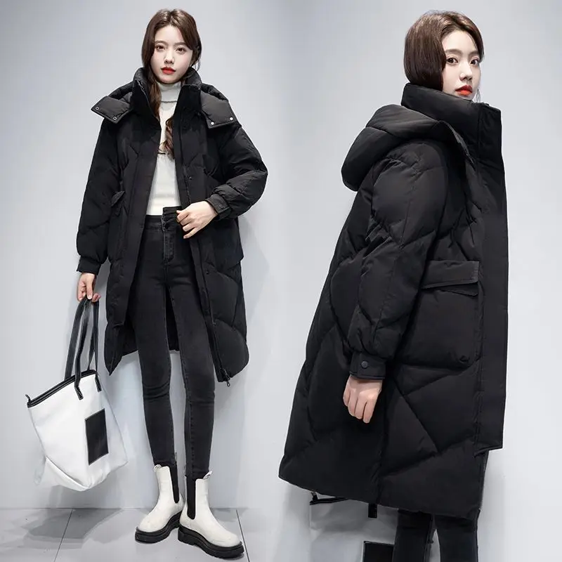 Women's Down Coat Fashion Winter Coat for Women Down Jacket With Hood Big Long Medium-length Thickening Loose 2023 New Jackets