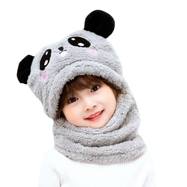 Cute Children Cartoon Scarf Hat Autumn Winter Girls Boys Scarf Thicken Cap Newborn Baby Stuff Children Hat Plus Fleece Kids Caps