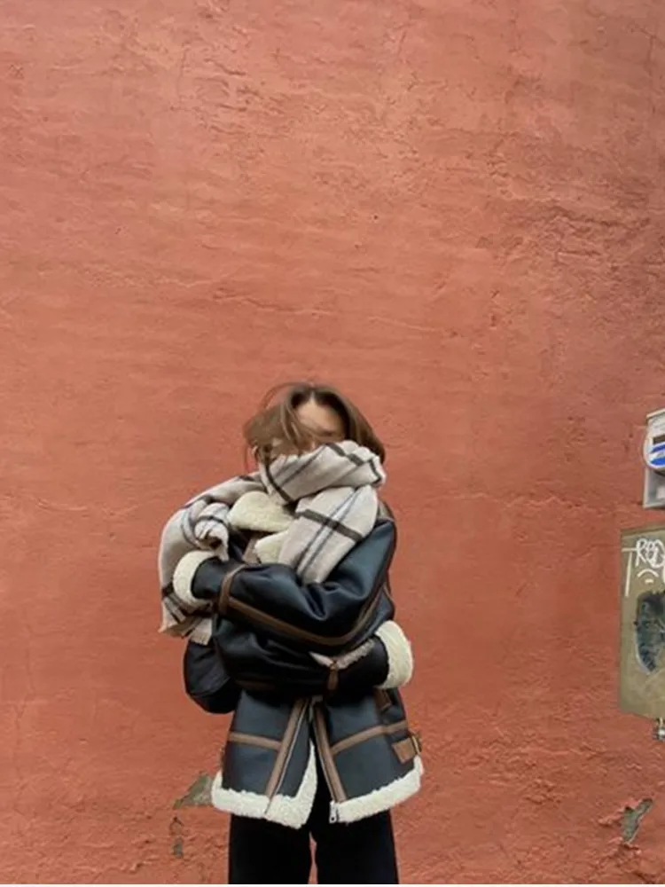 Vintage Panelled Plaid Scarf For Women 2023 Autumn Winter Thick Warm Female Shawl Fashion Casual Windproof Scarves