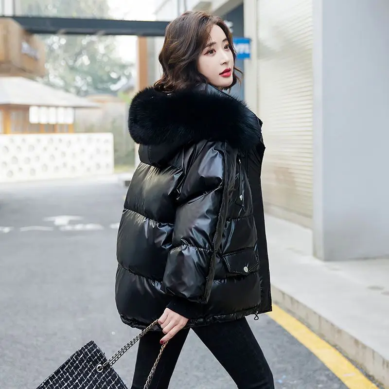 Authentic White Duck Down Jacket Women's Short Bright Face Wash Shopping Casual Fashion Loose Thick Thin Coat Winter Down Jacket