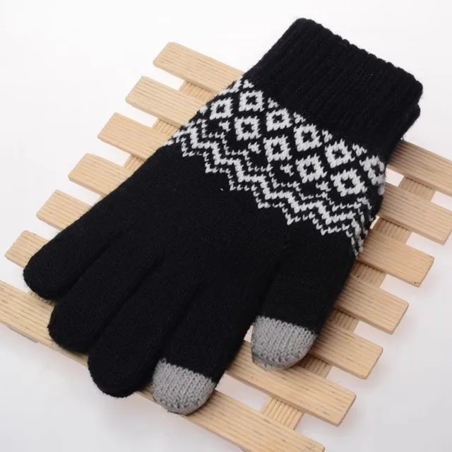 Woolen Crochet Knitted Winter Gloves for Women Men TouchScreen Warm Stretch Mittens Full Finger Thicken Guantes Driving Luvas