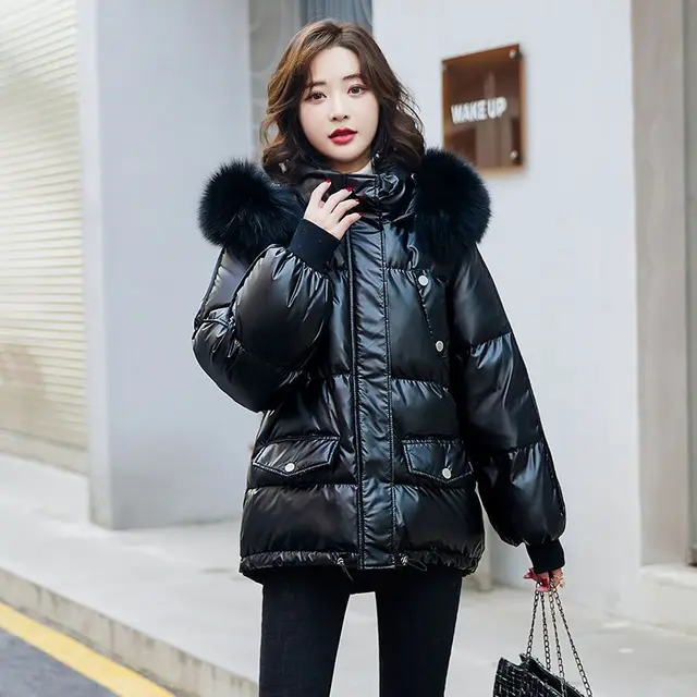 Authentic White Duck Down Jacket Women's Short Bright Face Wash Shopping Casual Fashion Loose Thick Thin Coat Winter Down Jacket