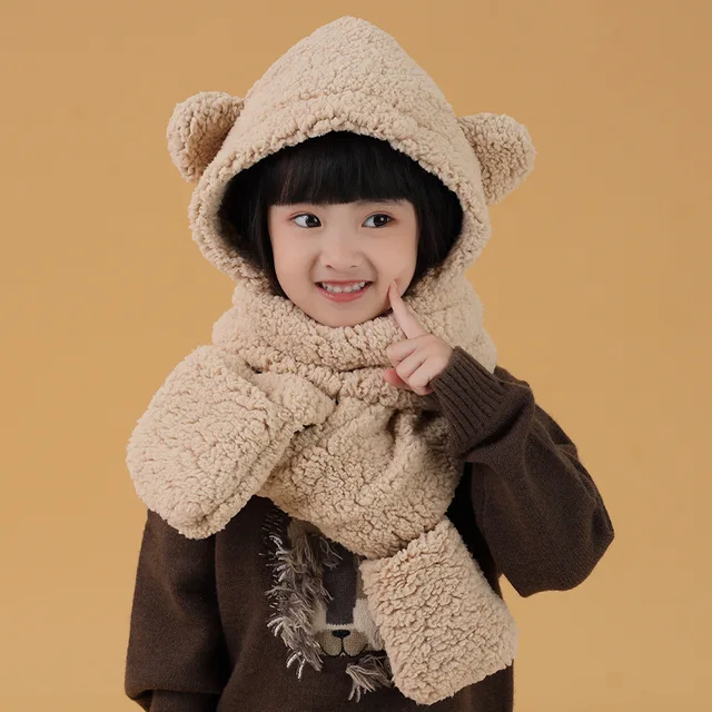 New Solid Knitted Thermal Windproof Scarf Hat Glove 3 Pieces Sets Women 2023 Winter Thick Warm Vintage Female Fashion Shawl