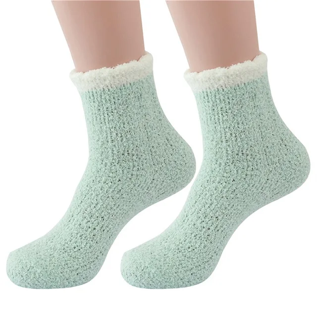 1 Pair Women's Fuzzy Socks with Non-Slip Grips Super Soft Woman Man Cold Protection Winter Warm Cozy Plush Slipper Socks