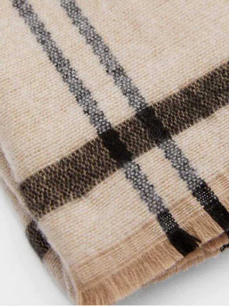 Vintage Panelled Plaid Scarf For Women 2023 Autumn Winter Thick Warm Female Shawl Fashion Casual Windproof Scarves