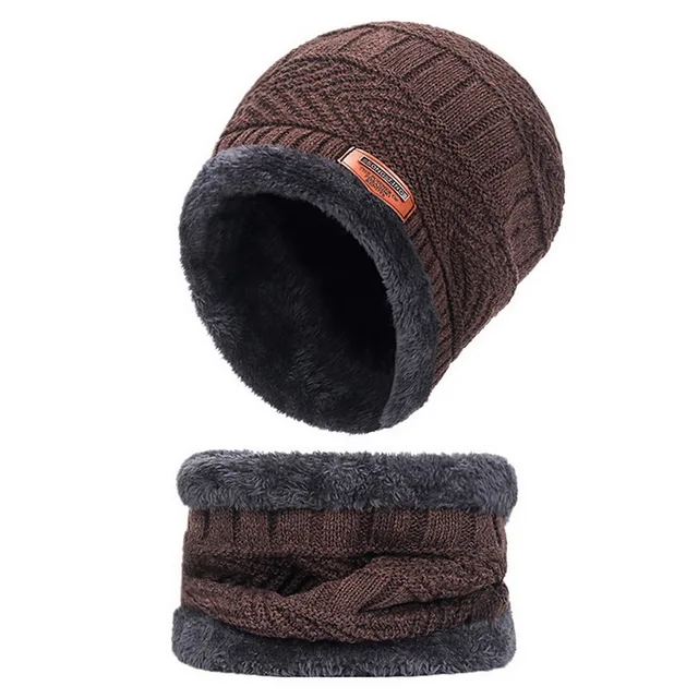 Winter Wool Neck Scarf Cap For Men Women Thick Warm Velvet Beanie Hat Knitted Hat Outdoor Riding Hat Mask Bonnet Hats Set Scarf