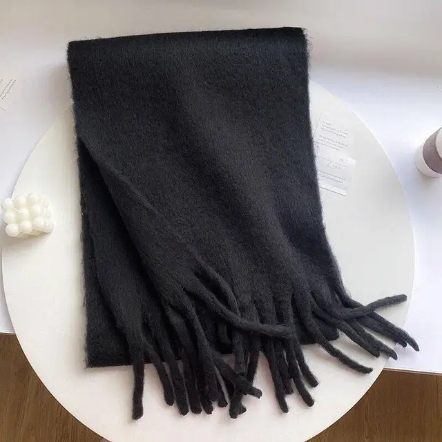 Winter Warm Plaid Fringe Scarf Women Vintage Thicken Color Shawl Couple Ins Korean Velvet Brand Scarves Autumn Outdoor
