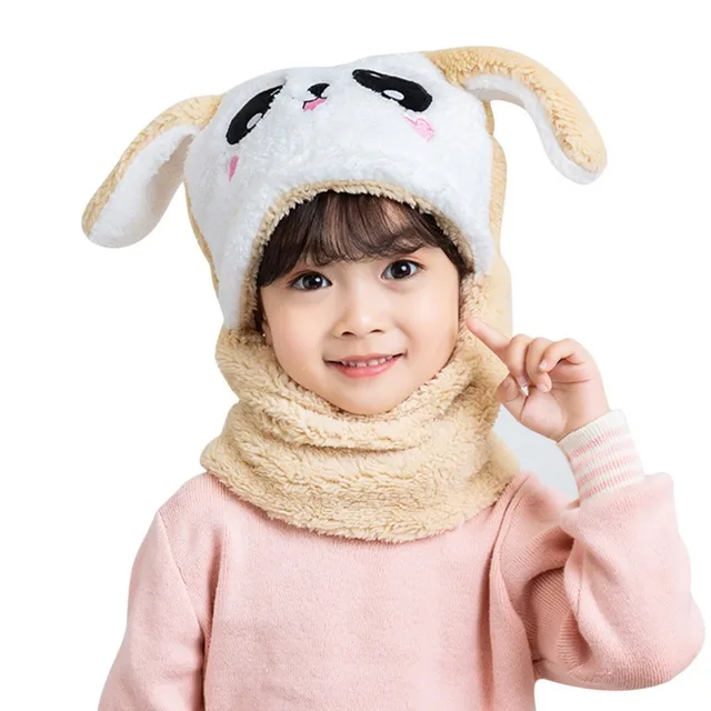 Cute Children Cartoon Scarf Hat Autumn Winter Girls Boys Scarf Thicken Cap Newborn Baby Stuff Children Hat Plus Fleece Kids Caps