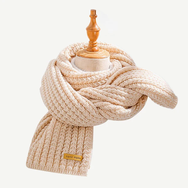 New Solid Knitted Thermal Windproof Scarf Women Men Girl Couple 2023 Winter Thick Warm Vintage Female Shawl Fashion Scarves