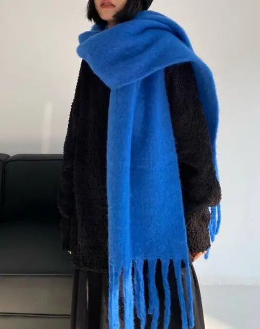 Winter Warm Plaid Fringe Scarf Women Vintage Thicken Color Shawl Couple Ins Korean Velvet Brand Scarves Autumn Outdoor