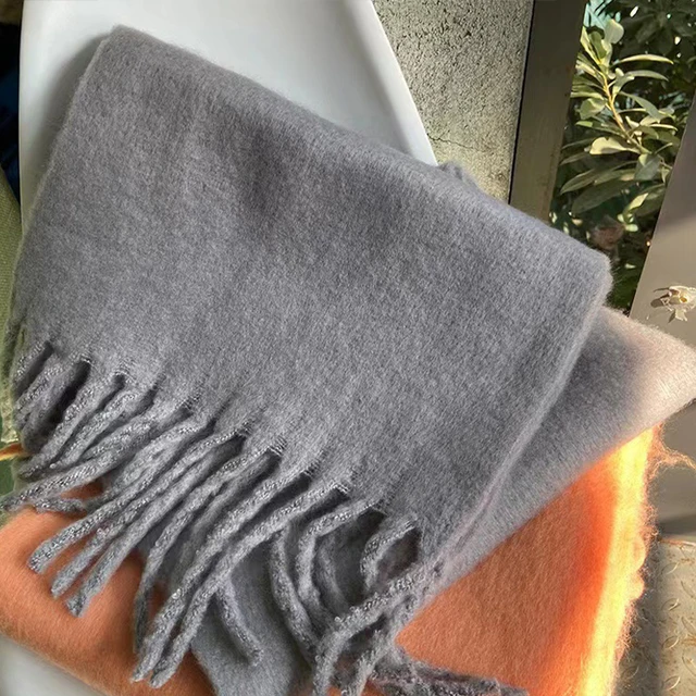 Winter Warm Solid Colors Scarf Women Men 2023 Cashmere Fashion Rainbow Thickened Long Tassel Shawl Autumn Outdoor Gifts