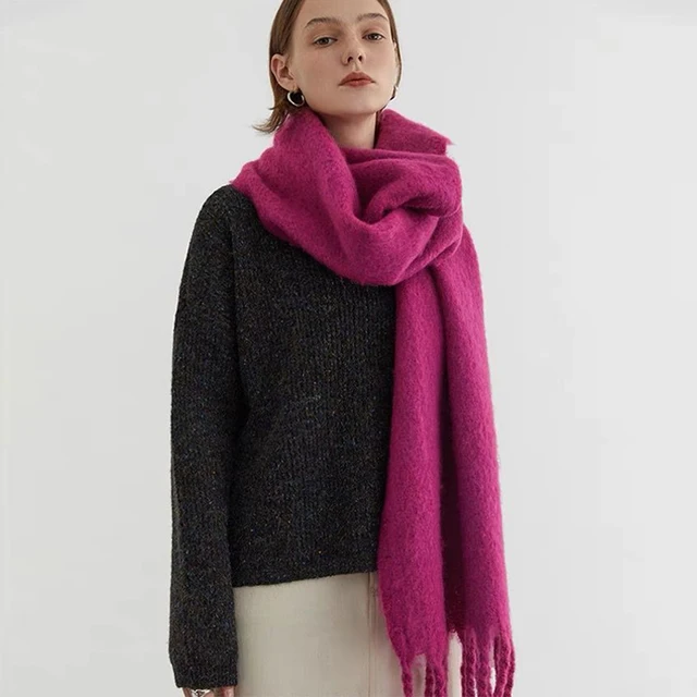 2023 Winter Cashmere Thick Plaid Scarf Women Men Luxury Long Soft Warm Neck Thick Solid Color Shawls Autumn Outdoor Gifts