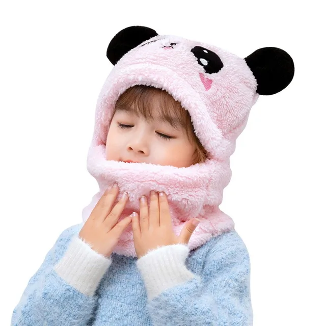 Cute Children Cartoon Scarf Hat Autumn Winter Girls Boys Scarf Thicken Cap Newborn Baby Stuff Children Hat Plus Fleece Kids Caps