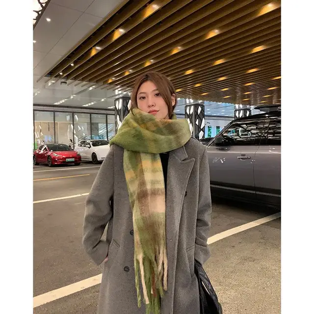 2023 Winter Cashmere Thick Plaid Scarf Women Men Luxury Long Soft Warm Neck Thick Solid Color Shawls Autumn Outdoor Gifts