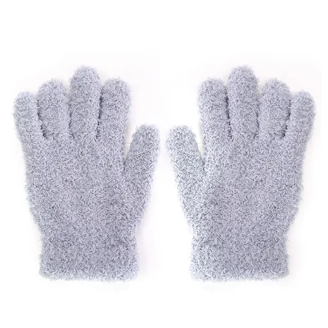 Winter Coral Fleece Thicken Gloves Women Girls Keep Warm Plush Furry Full Finger Mittens Soft Elastic Casual Solid Cycling Glove