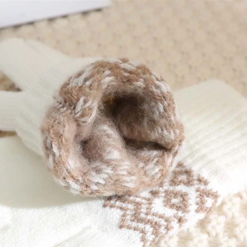 Woolen Crochet Knitted Winter Gloves for Women Men TouchScreen Warm Stretch Mittens Full Finger Thicken Guantes Driving Luvas