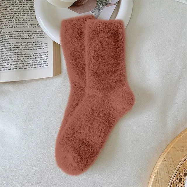 Women Solid Cozy Mink Velvet Socks Autumn Winter Hosiery Thicken Warm Pure Color Sleep Bed Floor Home Fluffy Sock Harajuku