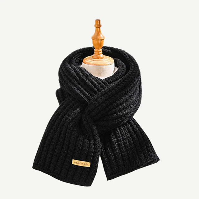 New Solid Knitted Thermal Windproof Scarf Women Men Girl Couple 2023 Winter Thick Warm Vintage Female Shawl Fashion Scarves