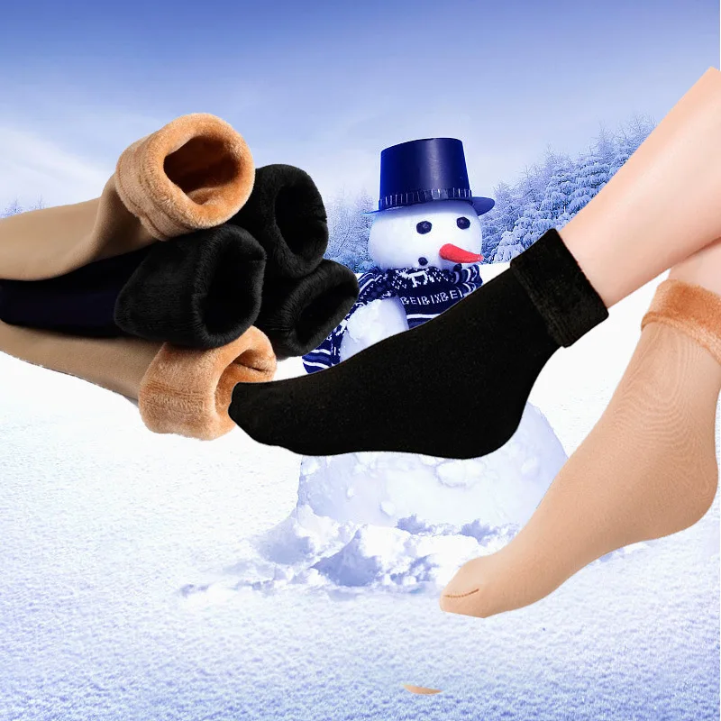 1-5Pairs Winter Warm Thicken Fleece Short Socks Women Thermal Cashmere Wool Socks Snow Velvet Boots Home Floor Calcetines Mujer