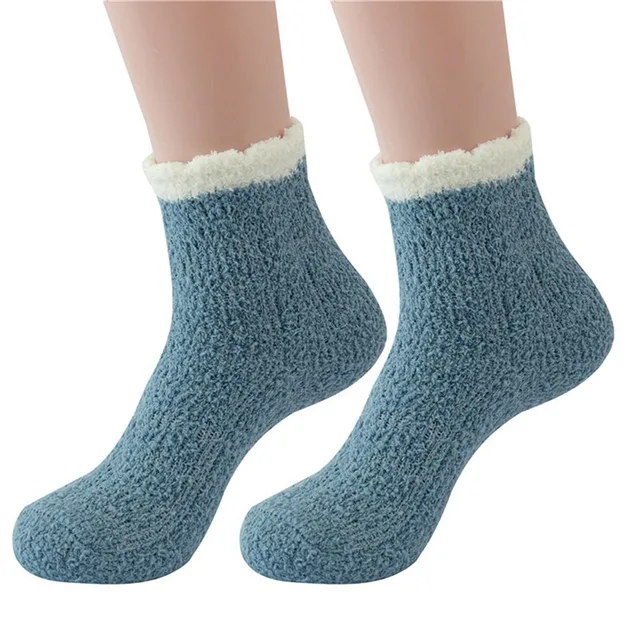 1 Pair Women's Fuzzy Socks with Non-Slip Grips Super Soft Woman Man Cold Protection Winter Warm Cozy Plush Slipper Socks