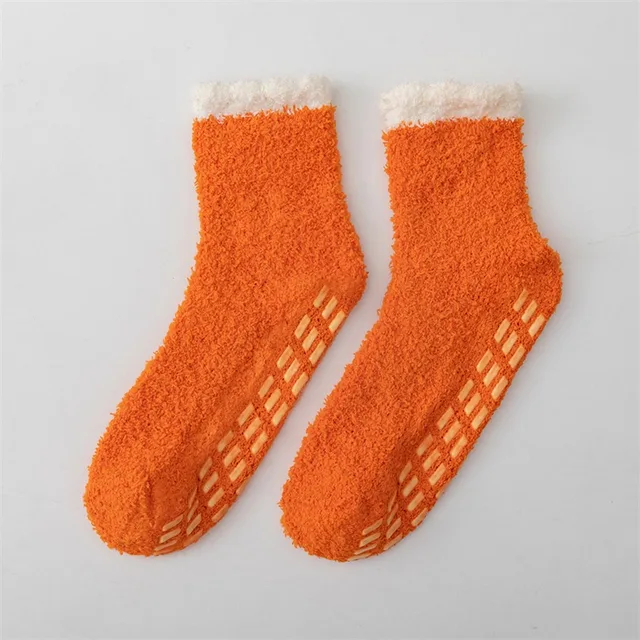 1 Pair Women's Fuzzy Socks with Non-Slip Grips Super Soft Woman Man Cold Protection Winter Warm Cozy Plush Slipper Socks