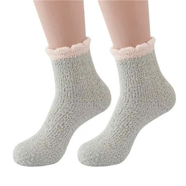 1 Pair Women's Fuzzy Socks with Non-Slip Grips Super Soft Woman Man Cold Protection Winter Warm Cozy Plush Slipper Socks