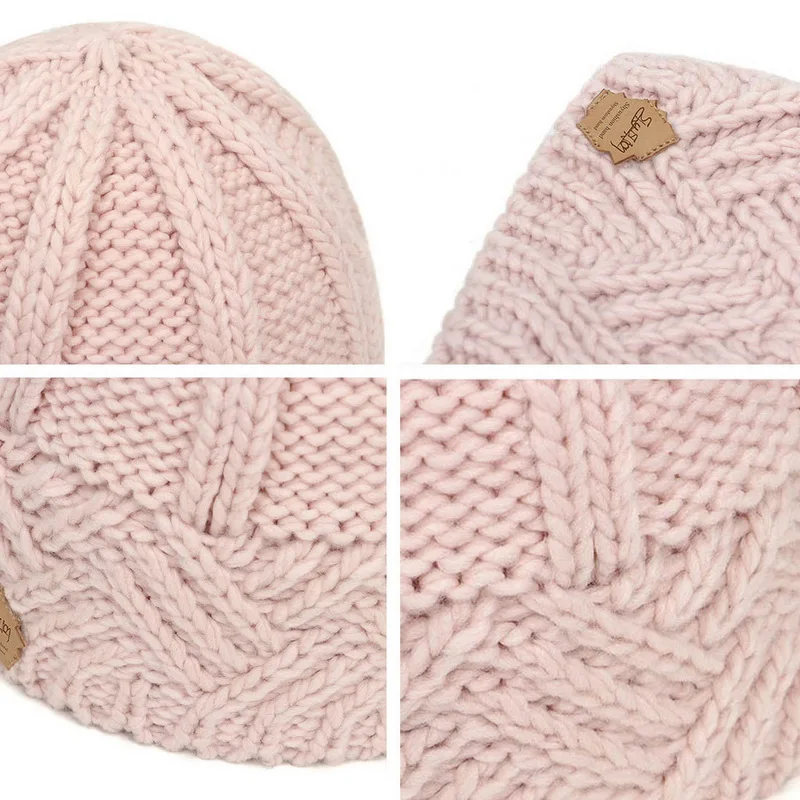 New Women Knitted Hats Autumn Winter Fashion Knitted Hats Solid Outdoor Warm Knitted Skullies Beanies Caps Thermal Windproof Hat