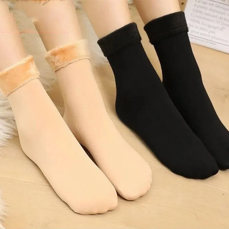 1-5Pairs Winter Warm Thicken Fleece Short Socks Women Thermal Cashmere Wool Socks Snow Velvet Boots Home Floor Calcetines Mujer