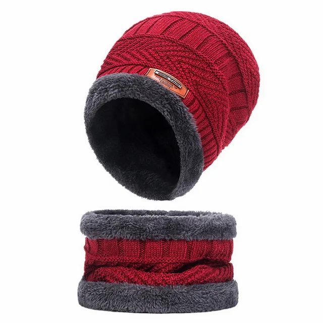 Winter Wool Neck Scarf Cap For Men Women Thick Warm Velvet Beanie Hat Knitted Hat Outdoor Riding Hat Mask Bonnet Hats Set Scarf