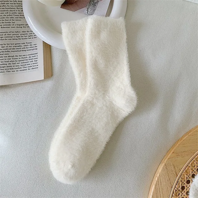 Women Solid Cozy Mink Velvet Socks Autumn Winter Hosiery Thicken Warm Pure Color Sleep Bed Floor Home Fluffy Sock Harajuku