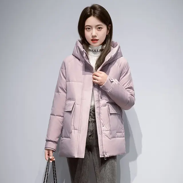 Thickening Women's Puffer Coat White Duck Down Short Women's Coats in Promotion Hooded 2023 New Woman Winter Coat Jackets Jacket