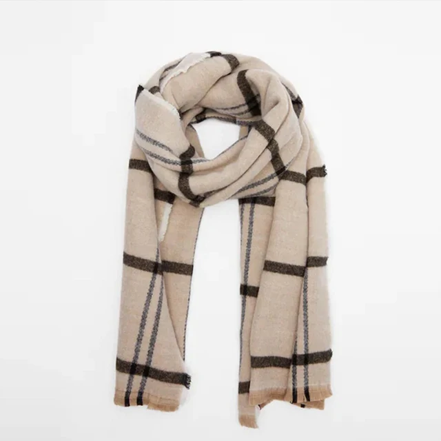 Vintage Panelled Plaid Scarf For Women 2023 Autumn Winter Thick Warm Female Shawl Fashion Casual Windproof Scarves