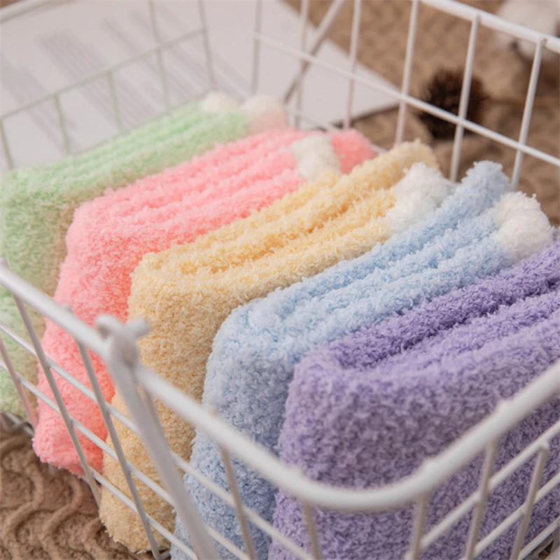 1 Pair Women's Fuzzy Socks with Non-Slip Grips Super Soft Woman Man Cold Protection Winter Warm Cozy Plush Slipper Socks