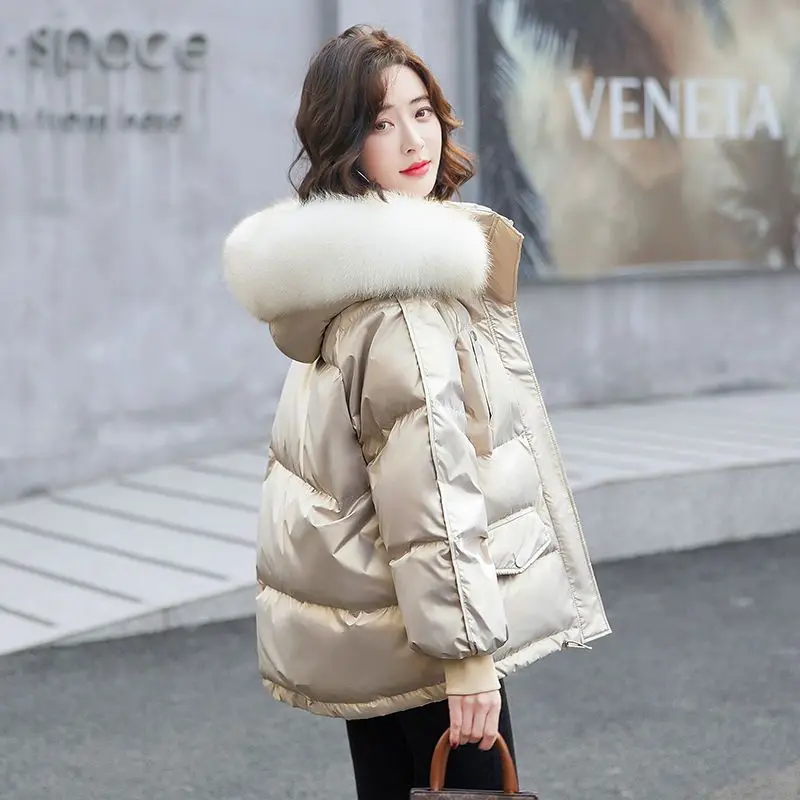 Authentic White Duck Down Jacket Women's Short Bright Face Wash Shopping Casual Fashion Loose Thick Thin Coat Winter Down Jacket