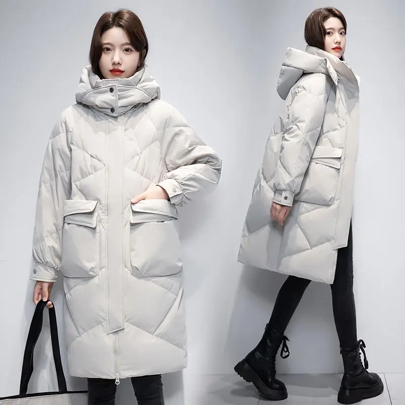 Women's Down Coat Fashion Winter Coat for Women Down Jacket With Hood Big Long Medium-length Thickening Loose 2023 New Jackets