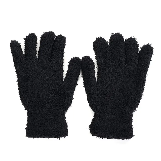 Winter Coral Fleece Thicken Gloves Women Girls Keep Warm Plush Furry Full Finger Mittens Soft Elastic Casual Solid Cycling Glove