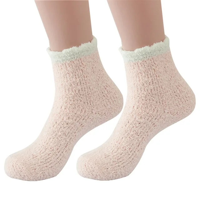 1 Pair Women's Fuzzy Socks with Non-Slip Grips Super Soft Woman Man Cold Protection Winter Warm Cozy Plush Slipper Socks