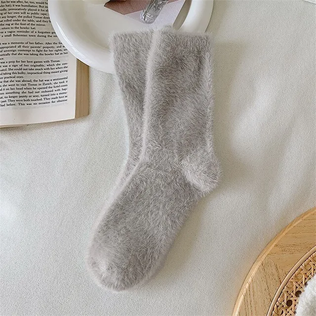 Women Solid Cozy Mink Velvet Socks Autumn Winter Hosiery Thicken Warm Pure Color Sleep Bed Floor Home Fluffy Sock Harajuku