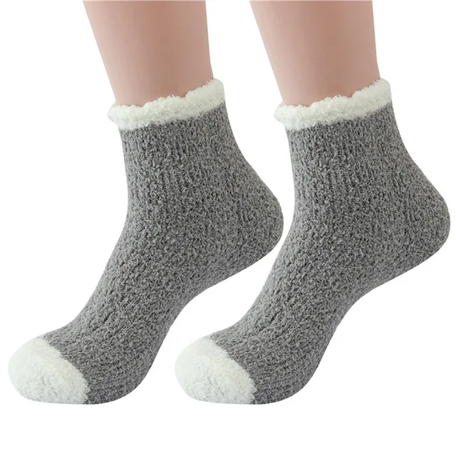 1 Pair Women's Fuzzy Socks with Non-Slip Grips Super Soft Woman Man Cold Protection Winter Warm Cozy Plush Slipper Socks