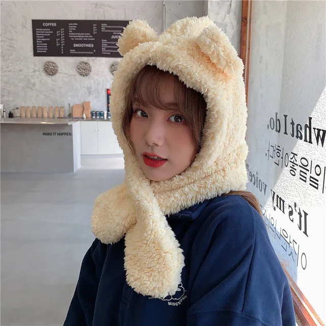 New Solid Knitted Thermal Windproof Scarf Hat Glove 3 Pieces Sets Women 2023 Winter Thick Warm Vintage Female Fashion Shawl