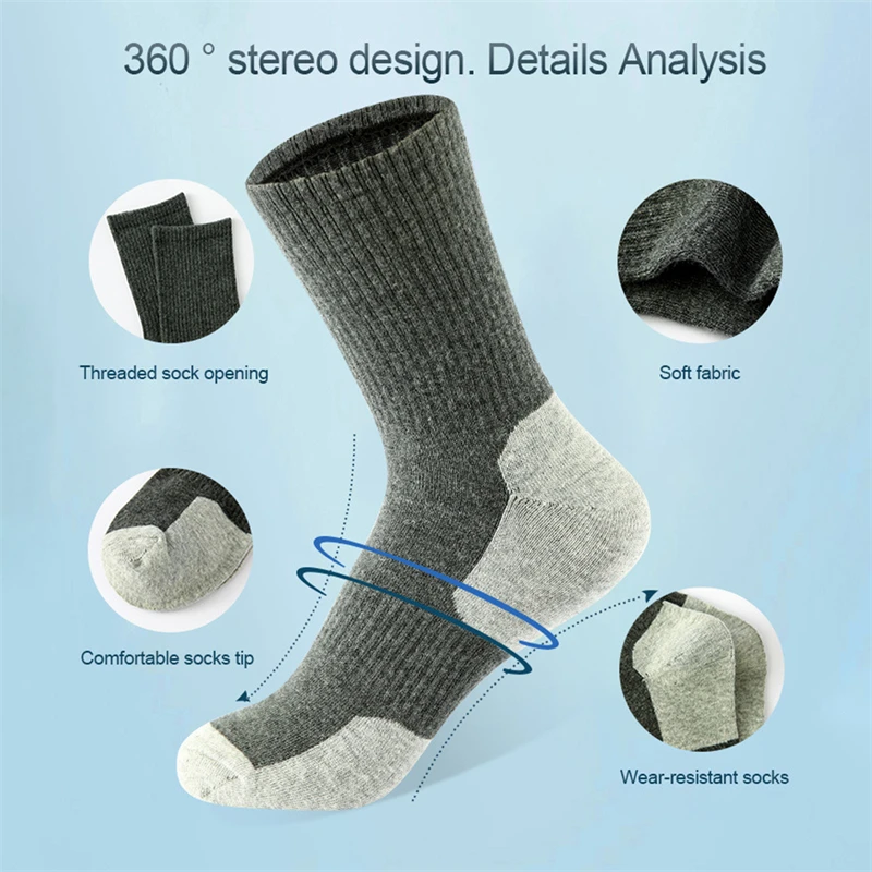 2023 New Autumn And Spring Men's Sports Socks Casual Color Matching Thick Warm Breathable High Quality Socks 5 Pairs EU 38-43