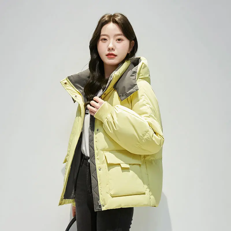 Thickening Women's Puffer Coat Short Winter Coat for Women Button Down Jacket Warm White Duck Down New Feather Coats Jackets