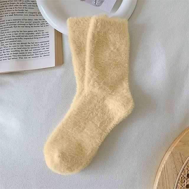 Women Solid Cozy Mink Velvet Socks Autumn Winter Hosiery Thicken Warm Pure Color Sleep Bed Floor Home Fluffy Sock Harajuku