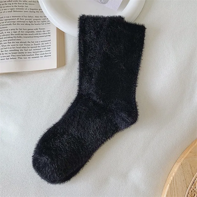 Women Solid Cozy Mink Velvet Socks Autumn Winter Hosiery Thicken Warm Pure Color Sleep Bed Floor Home Fluffy Sock Harajuku