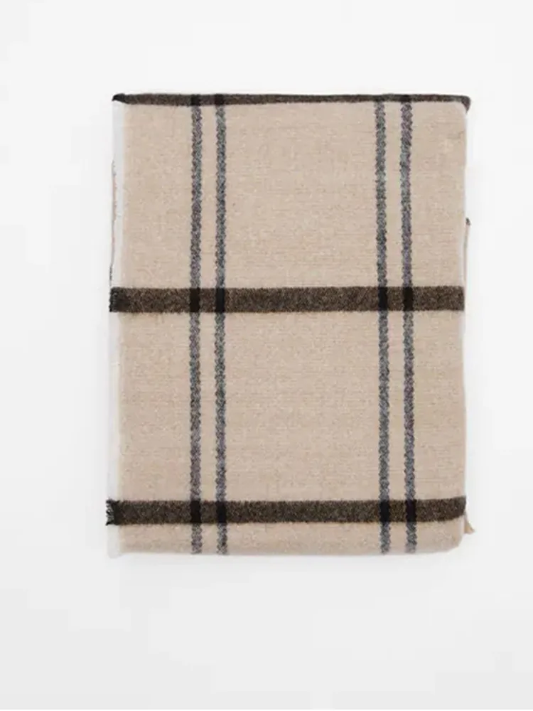 Vintage Panelled Plaid Scarf For Women 2023 Autumn Winter Thick Warm Female Shawl Fashion Casual Windproof Scarves