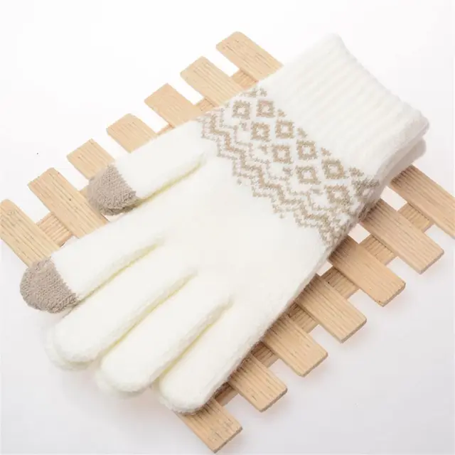 Woolen Crochet Knitted Winter Gloves for Women Men TouchScreen Warm Stretch Mittens Full Finger Thicken Guantes Driving Luvas
