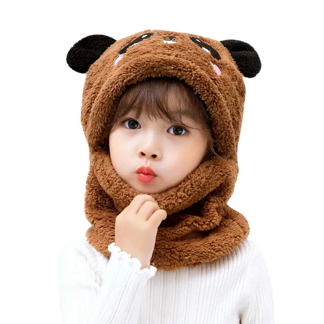 Cute Children Cartoon Scarf Hat Autumn Winter Girls Boys Scarf Thicken Cap Newborn Baby Stuff Children Hat Plus Fleece Kids Caps